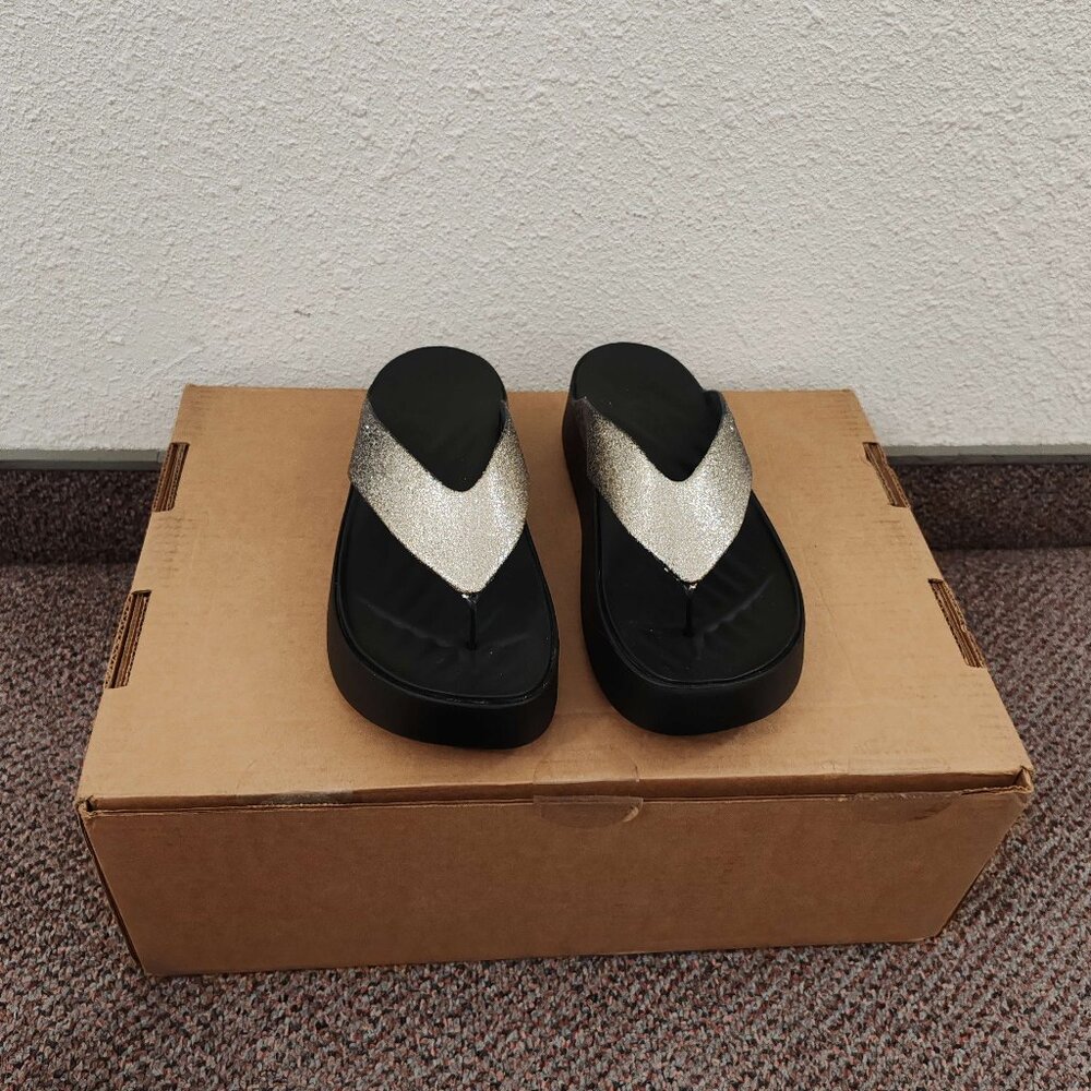 Brand New Crocs Wedge Sandals – Black & Silver Glitter